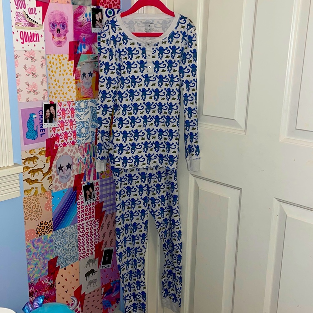 Roller Rabbit Kids Monkey Pajamas - Blue